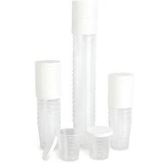 UOCAI 50PCS Mini-Becher mit Deckel, 30ml Mit Mengenskala Messbecher Klein | Mini Becher Mit Deckel, Kunststoff, Dosierbecher Präzise Skala Dosierung, für Labor Haushalt , Medizinischer Mischbecher
