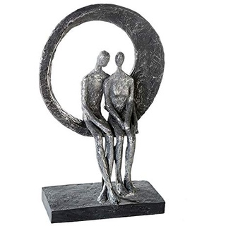 Casablanca Deko Figur Paar Skulptur - Paarfigur aus Kunstharz mit Zertifikat Spruchanhänger - Geschenk Geburtstagsgeschenk Hochzeit - Dekoration Wohnzimmer - Farben. Silber Grau - Höhe 30 cm