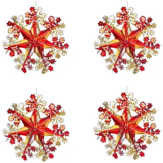 Weihnachten Folie Decke Dekorationen 2 Ton Rot/Gold Set 4x 40cm Star