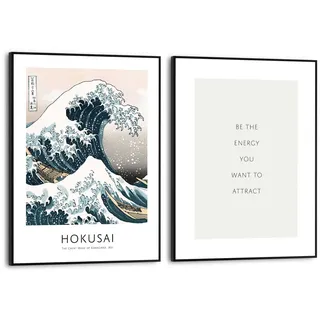 Reinders! Poster »Energy« Wohnzimmer - Hokusai - Blau - MDF - Kunst - 30x40 cm, blau