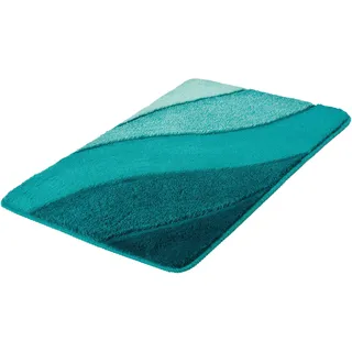Kleine Wolke Badematte "Serenade, Badvorleger, Badezimmer Teppich" Höhe 20 mm rutschhemmend beschichtet fußbodenheizungsgeeignet Badteppich, Wellen Design, Farbverlauf, Hoch-Tief Effekt, türkis