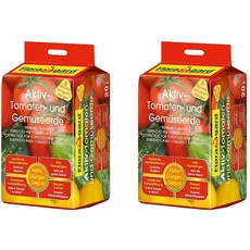 Floragard Aktiv-Tomaten-und Gemüseerde 20 Liter Blumenerde, erdfarben (Packung mit 2)