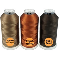 New brothread 3er Set Verschiedene Braun Farben Polyester Maschinen Stickgarn Riesige Spule 5000M für alle Stickmaschine