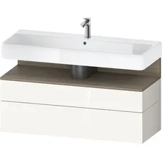 Duravit Qatego Waschtischunterbau, 1 Auszug und 1 Schublade, 1190x470x590mm, Nische Eiche Terra, QA4396035, Farbe: Weiß Hochglanz/mit Nischenbeleuchtung