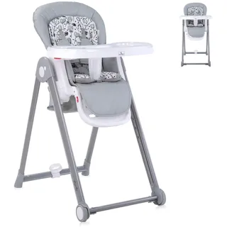 Lorelli Kinderhochstuhl PARTY Rollen Höhe Lehne Fußstütze Tisch sind einstellbar grau weiss - Grau