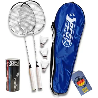 Best Sporting 200 XT Badminton Set mit 2 leichten Schlägern, 3 Bällen und praktischer Tragetasche – Perfekt für den Freizeitsport im Garten, Park oder am Strand