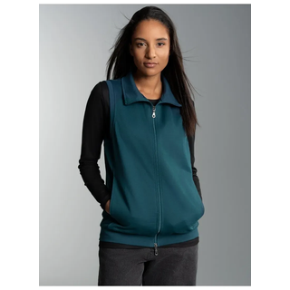 Steppweste TRIGEMA "TRIGEMA Weste aus bequemem Sweat-Material", Damen, Gr. L, blau (saphir), 70% Baumwolle, 30% Polyester, Westen Steppweste