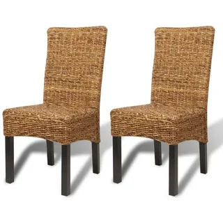 vidaXL Esszimmerstühle 2 Stk. Abaca und Mango Massivholz - Braun