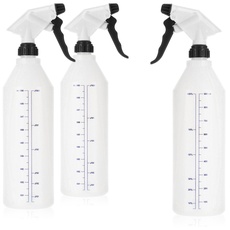 com-four® 3x Sprühflasche mit Skala - chemiebeständiger Pumpsprüher mit 28/400 Gewinde für Haushalt, Garten, Werkstatt, Auto - Zerstäuberflasche 900 ml mit verstellbarer Düse (EPDM)