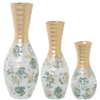 Alexandra House Living Set mit 3 Vasen, Grün, Gold, Keramik, 25 x 36 x 46 cm (3 Stück)