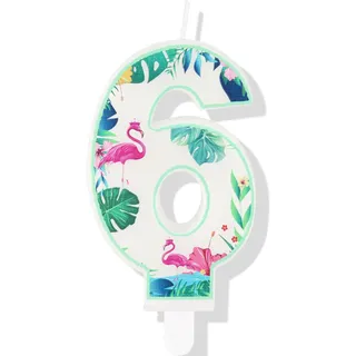 Flamingo-Kerzen zum 6. Geburtstag, Flamingo-Zahl 6, Kerzen für Kuchen, Hawaii-Kuchenaufsätze, Flamingo-Themen-Geburtstagstortendekorationen für Jungen, Mädchen, Kindergeburtstag, Hawaii-Partyzubehör