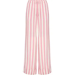 Pyjamahose S.OLIVER, Damen, Gr. 46, N-Gr, rosa (rosa gestreift), Web, Obermaterial: 100% Viskose, gestreift, Basic, ausgestellt lang, Hosen Pyjamahose, mit breitem Aufschlag am Saum