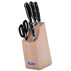 Arcos Serie Riviera - Geschenkbox Küchenmesser-Set 5 Stück (4 Messer + 1 schere) - Klinge aus Nitrum geschmiedetem Edelstahl - HandGriff Polyoxymethilen (POM) - Buchenholzblock, 43.6 x 32.4 x 10.6 cm