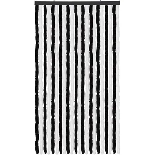 Flauschvorhang Schwarz-Weiß 120x220 cm – Unistreifen Türvorhang, Insektenschutz, geräuschlos, wetterfest, für Innen und Außen - Schwarz, Weiß