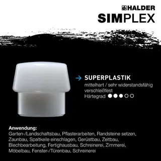 Halder Simplex Schonhammer Ø 60 mm Gummi schwarz / Superplastik kurzer Stiel mit