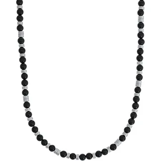 s.Oliver Halskette Edelstahl Herren Halsschmuck, mit Achat, 46+5 cm, Schwarz, Kommt in Schmuck Geschenk Box, 2031485
