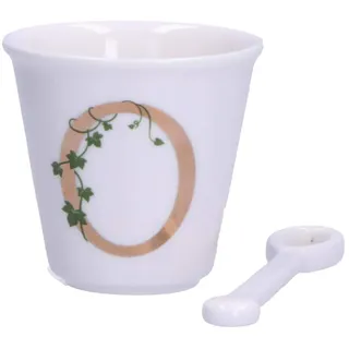 La Porcellana Bianca - Buchstabe O mit Teelöffel, Küche - Einzigartige Linie - Geschenkidee - Porzellan - 75 CC; Ø 6,7 cm; H 6 cm