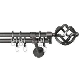 GARESA Vorhangstange RUSTIKA 2-läufig Ø 16 mm 140 cm Grau