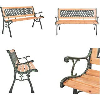 vidaXL Gartenbank 116 cm Gusseisen und Massivholz Tanne - Gartenbank - Gartenbänke - Gartenmöbel - Gartensitz - Braun