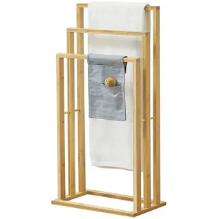 [en.casa] Handtuchständer Natur, Holz, 40x82x24 cm, Badaccessoires, Duschzubehör, Handtuchständer