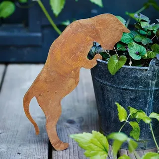 JACKANNA Gartendeko Rost Metall Rostiges Laufendes Eichhörnchen Einschrauben Holz Rostige SilhouetteDekoration Rost Deko Garten Kunst Gartenstecker Tierskulptur Baumpfahl (Katze)