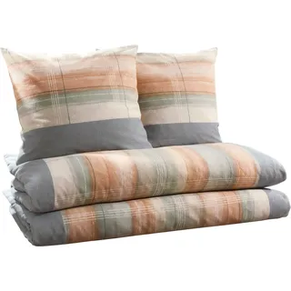 Dyckhoff Bettwäsche Sparpaket 4-TLG. Weichfrottier grau-apricot Größe 2X 135x200 cm + 2X 80x80 cm