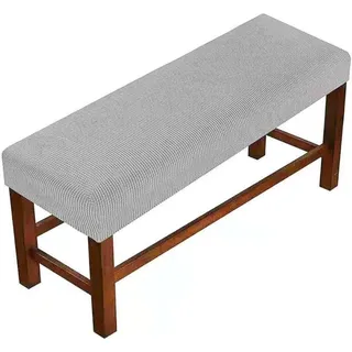 Blausky 1 Stück L(160-180cm)/B(35-50cm)/H(20cm) Universal Stretch Bezug für Esszimmerbank,elastischer Bank Schonbezug,abnehmbar und waschbar,Husse Deko Bankbezug für Sitzbank,Flurbank,Hellgrau