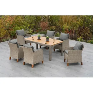 Gardenson Gartentisch , Beige , Metall, Kunststoff , Akazie , massiv , rechteckig , eckig , 100x74x180-240 cm , ausziehbar , Gartenmöbel, Gartentische, Gartentische ausziehbar