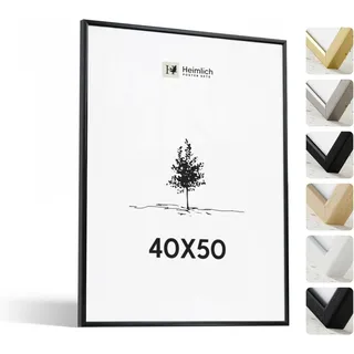 Heimlich® - Bilderrahmen - 40x50 cm, Aluminium, Metall, Schwarz - Kleiner DIY-Collage-Rahmen mit Folienabdeckung - Nur zur Wandmontage