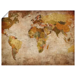 Artland Wandbild »Weltkarte« 1 Stk. tlg. als Alubild, Outdoorbild, Leinwandbild, Poster, Wandaufkleber, braun