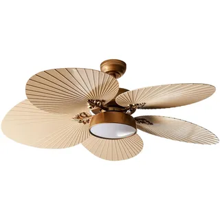 Beliani Deckenventilator mit Licht gold 3 Geschwindigkeitsstufen Fernbedienung Bormejo