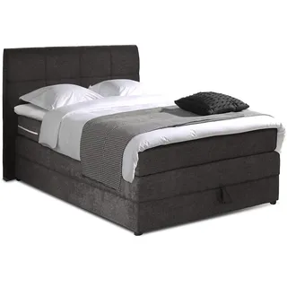Mivano Hotspot Boxspringbett mit Durchgehender H3-Matratze, Bettkasten und Topper, Flachgewebe, Grau, Liegefläche 120 x 200 cm