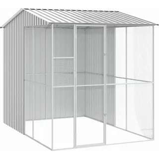 vidaXL Vogelkäfig Grau 215 x 310 x 247 cm Verzinkter Stahl - Grau
