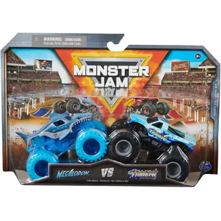 Monster Jam 6069872, Megalodon Vs. Hooked Offizielle 1:64, Spielzeug für Kinder ab 3 Jahren