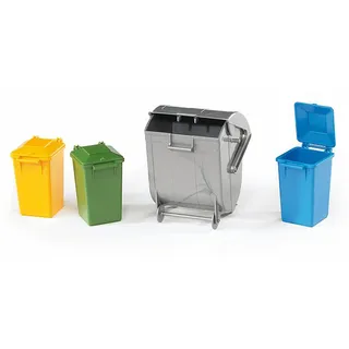 bruder 02607 - Zubehör Mülltonnen-Set, 4 Tonnen - 1:16 Abfalltonnen Müllbehälter bworld Müllabfuhr Müllauto Müllwagen Müll-LKW