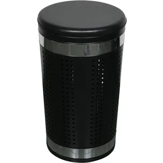 MSV Wäschekorb Wäschesammler Wäschetruhe mit Sitzkissen Rund, 60,5 cm Höhe Metall Schwarz