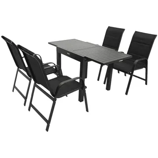 DEGAMO ALCUDIA 5-teilig, Aluminium anthrazit + Kunstgewebe schwarz