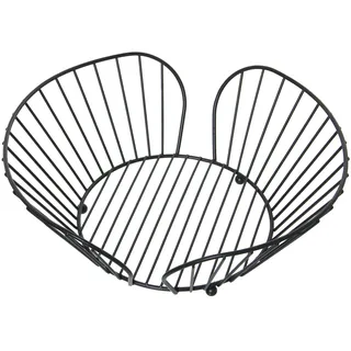 DRW Runde Obstschale aus Metall, Schwarz, 27,5 x 25,5 x 10 cm