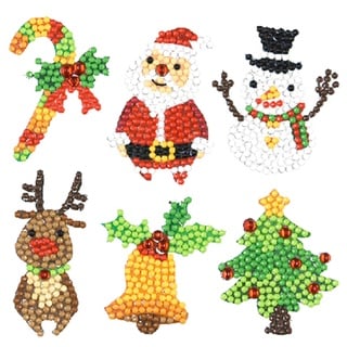 Diamond Painting Stickerset, Motiv Weihnachten, Bastelset zum Gestalten von Aufklebern mit Glitzersteinchen, für Kinder ab 5 Jahren