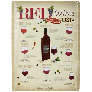 Dodino 30x40cm blechschilder ROTWEIN LIST, Dekoratives Wohnaccessoire, Deko Vintage Küche Wein Fans Geschenkidee