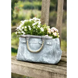 Blumentopf "Handtasche" in Stein Optik, Outdoor Pflanztopf in Taschenform | Pflanzgefäß, Gartendeko für Draußen, Pflanzschale