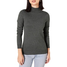 Amazon Essentials Damen Leichter Pullover mit Stehkragen (in Übergröße erhältlich), Dunkelgrau Meliert, XXL Große Größen