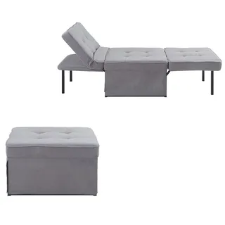 Atlantic Home Collection Relaxsessel Finn Polyester 80 x 80 x 72 cm Grau mit Hocker, Kissen