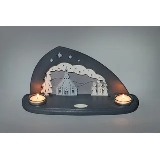 Weigla Teelichthalter »Seiffen, Mini Schwibbogen, Tischdeko für Weihnachten, Made in Germany« Erzgebirge garantiert, Weihnachtsdeko Innen, Weihnachtsbeleuchtung, grau