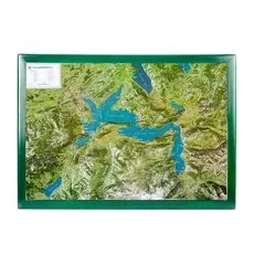 Georelief 3D Reliefkarte Vierwaldstättersee - mit grünem Holzrahmen - MITTEL