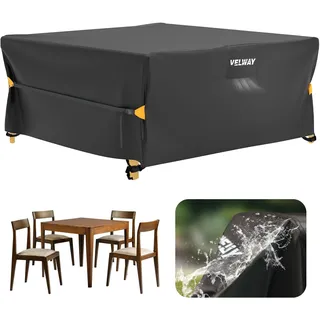Velway Gartenmöbel Abdeckung Wasserdicht - 200x200x71cm Quadratisch Schutzhülle Winddicht Loungemöbel Abdeckung Abdeckhauben für Gartentische Sitzgruppe Terrassenmöbel Schwarz