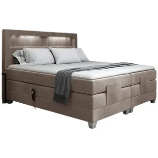 Fun Möbel Boxspringbett Elektrisch Bett DAVIDE 180x200cm in Stoff Fresh Macchiato - Beige
