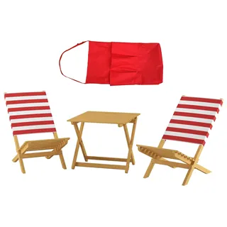 Klappstuhl Strandstuhl Anglerstuhl Gartenstuhl Stuhl zum Zusammenstecken rot-weißem Bezug V-10-353 - Rot
