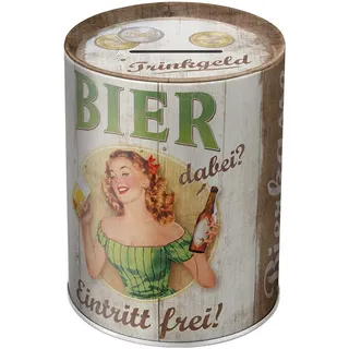 Nostalgic-Art Retro Spardose, 1 l, Trinkgeld-Bierkasse – Geschenk-Idee für Bier-Fans, Sparschwein aus Metall, Vintage Blech-Sparbüchse, Bier-Deko