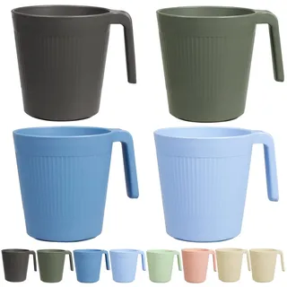 Greentainer Tasse mit Henke,Wiederverwendbare 500 ml Kaffeetassen aus Plastik,8er Trinkbecher für RV,Party,Picknick,Camping|Becher ohne Melamin für Wasser Milch Tee|Spülmaschinen & Mikrowellengeeignet